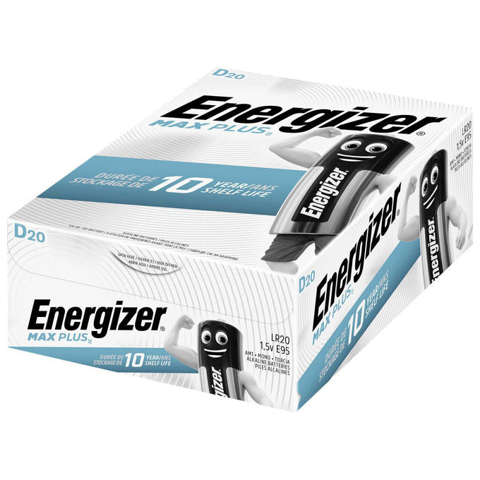 Energizer Max Plus, Batteria Alcalina D, Confezione da 20