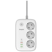 Energizer, Multipresa 3 Schuko, 3 USB-A, 1 USB-C, 2 m, Bianca con WiFi