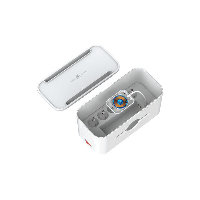 Energizer, Multipresa Box 5 Schuko, 3 USB e Caricatore Wireless, 2 m, Bianco