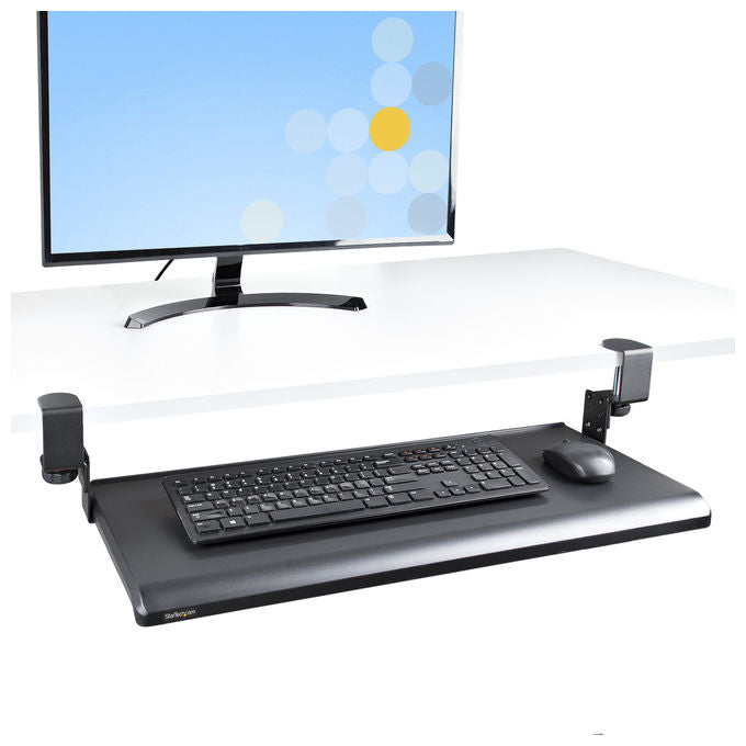 StarTech.com, Porta Tastiera Estraibile, Scrivania, Ergonomica, Morsetto a C, Regolabile Fino a 12Kg
