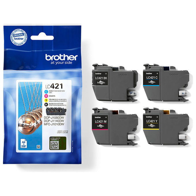 Brother cartucce d'inchiostro LC421VALDR 4 pz originale nero ciano magenta giallo
