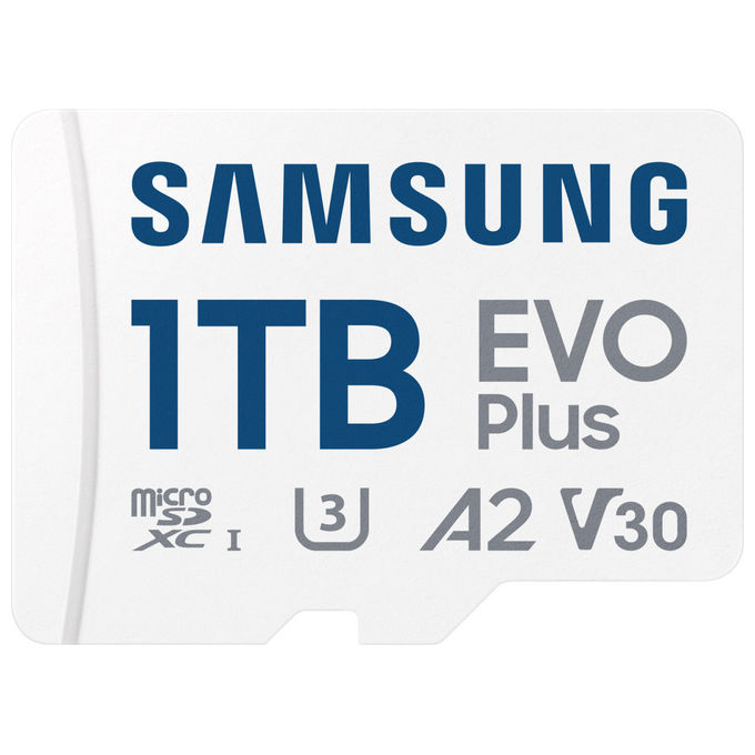 Samsung MB-MC1T0SA-EU EVO Plus Scheda microSD 1 TB UHS-I U3 V30 A2 velocita' lettura 160 MB-s colore Bianco