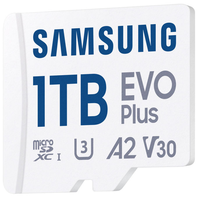 Samsung MB-MC1T0SA-EU EVO Plus Scheda microSD 1 TB UHS-I U3 V30 A2 velocita' lettura 160 MB-s colore Bianco
