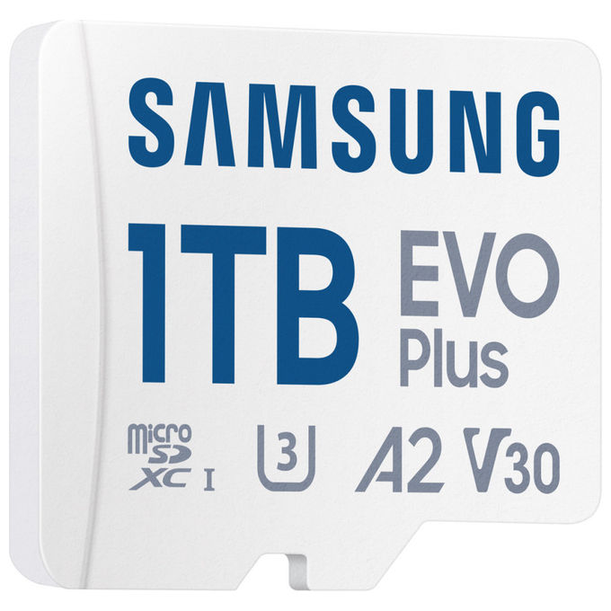 Samsung MB-MC1T0SA-EU EVO Plus Scheda microSD 1 TB UHS-I U3 V30 A2 velocita' lettura 160 MB-s colore Bianco