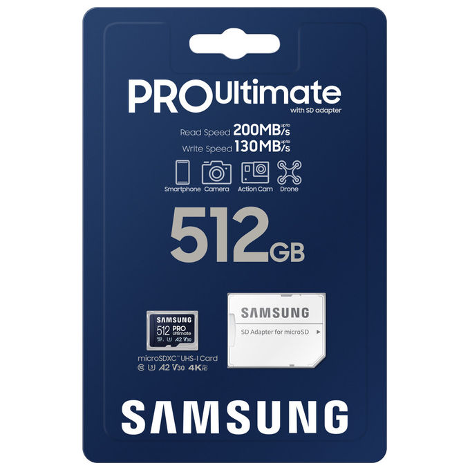Samsung, MicroSD PRO Ultimate, 512GB, Card di Memoria