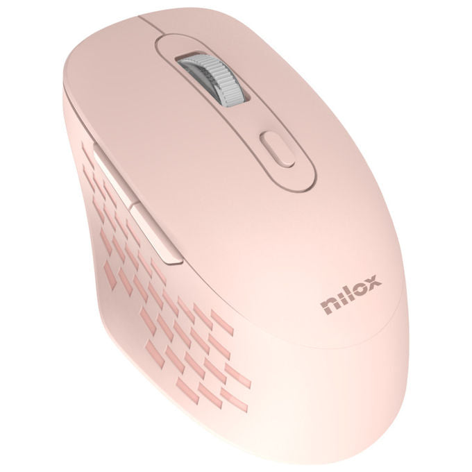 Nilox, Mouse Wireless, 1600 DPI, Ottico, Rosa, Bluetooth e USB