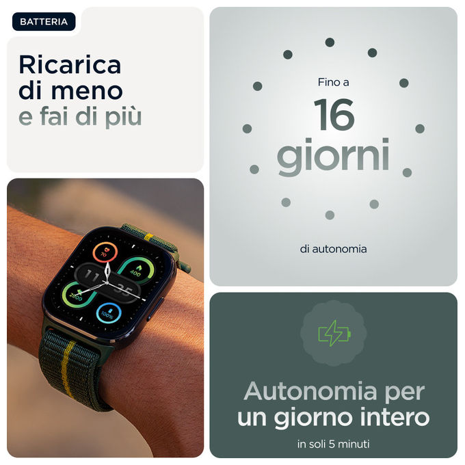 Motorola, Moto Watch Fit, Smartwatch, Display OLED 1.9'', GPS, Verde e Grigio