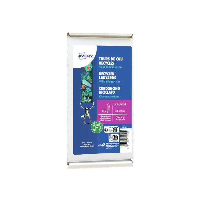 Avery, Supporto per badge con tracolla in tessuto, Multicolore, Fantasia Tropicale