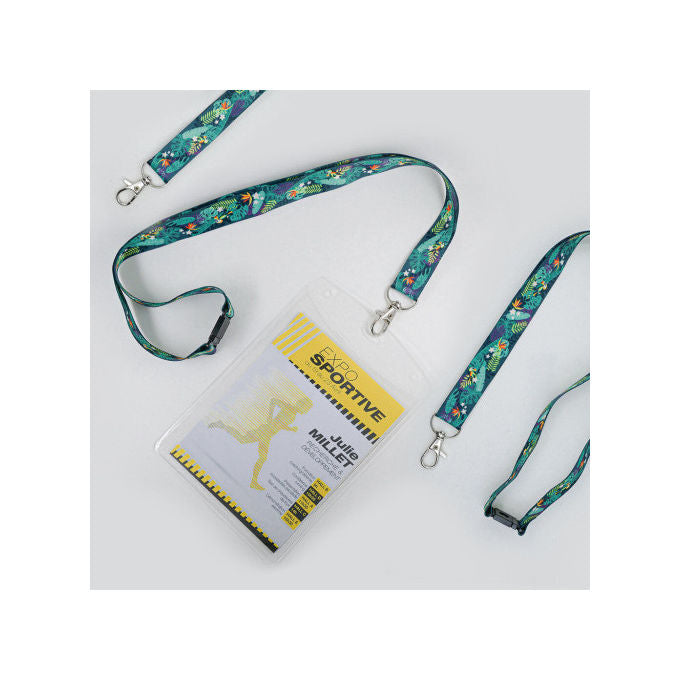 Avery, Supporto per badge con tracolla in tessuto, Multicolore, Fantasia Tropicale