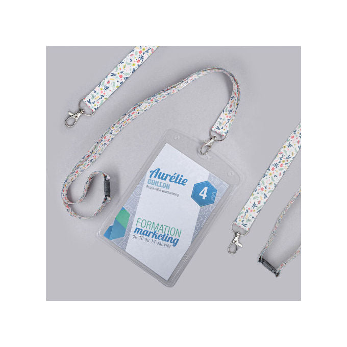 Avery, Porta Badge con Tracolla in Tessuto Multicolore Floreale, Riciclato