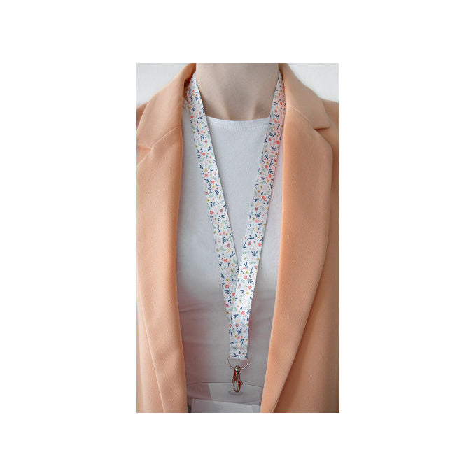 Avery, Porta Badge con Tracolla in Tessuto Multicolore Floreale, Riciclato