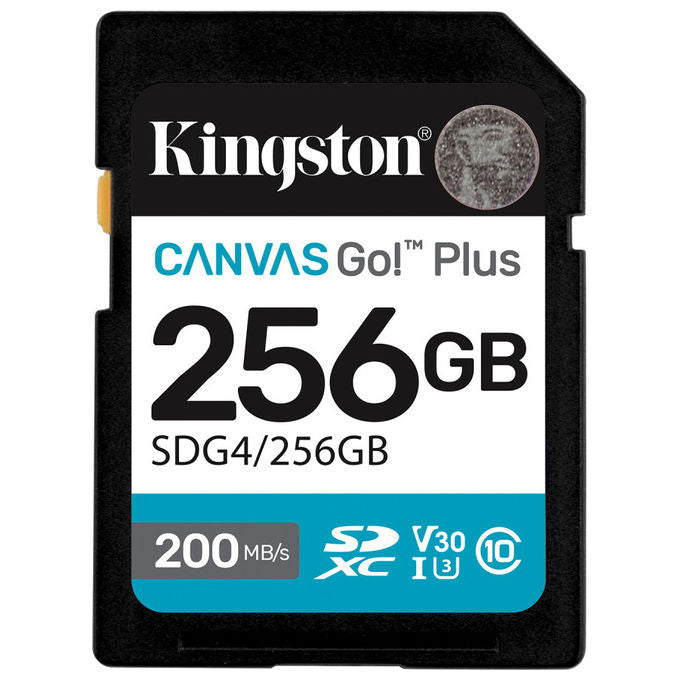 Kingston Technology, Scheda SDXC 256GB, Canvas Go! Plus, Gen4 200MB-s, C10 UHS-I U3 V30