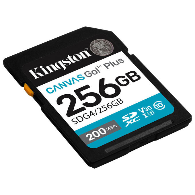 Kingston Technology, Scheda SDXC 256GB, Canvas Go! Plus, Gen4 200MB-s, C10 UHS-I U3 V30