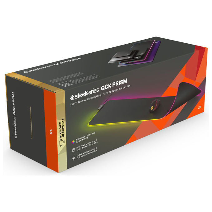 SteelSeries 63826 QcK Prism Cloth Tappetino per Mouse Gaming XL RGB 2 Zone 900x300 mm colore Nero