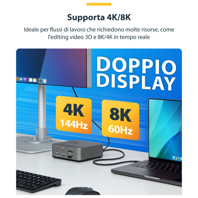 StarTech.com, Cavo Thunderbolt 5, 80 Gbps-120 Gbps, 240W PD, 8K 60Hz, 50cm, Compatibile Thunderbolt 4-USB4-USB-C
