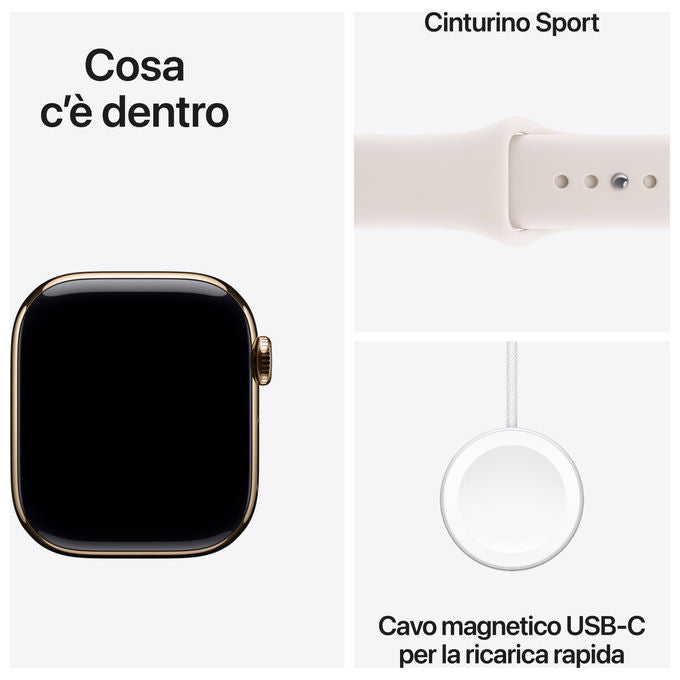 Apple Watch Series 11, 46mm, GPS + Cellular, Titanio Oro, Cinturino Sport Rosa Fard - S-M