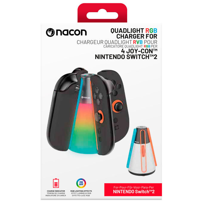 Bigben Interactive Nacon, Base di Ricarica Quadrupla RGB per 4 Joy-Con Nintendo Switch
