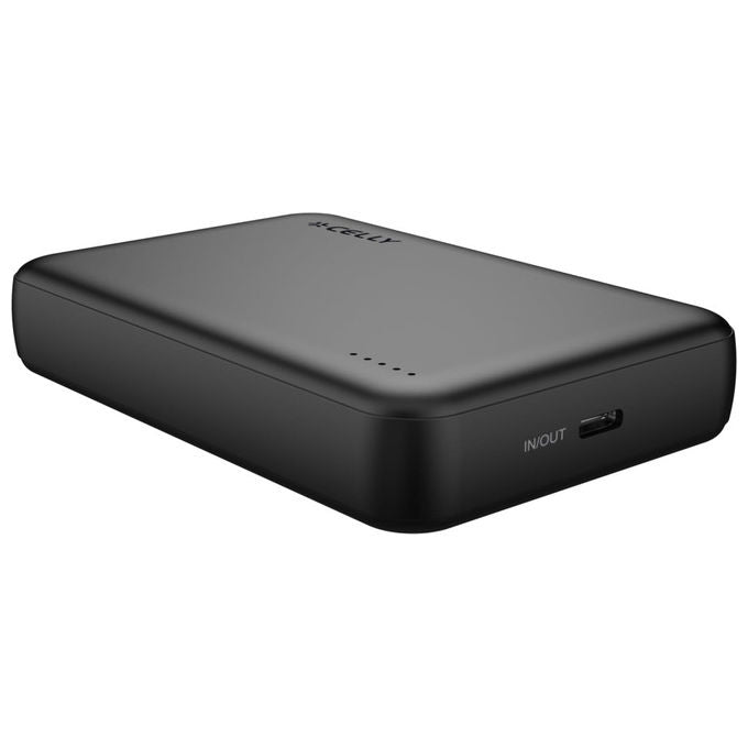 Celly, Powerbank Magnetico Wireless 15W, 10000 mAh, con USB-C 20W, Ricarica Rapida, MagSafe