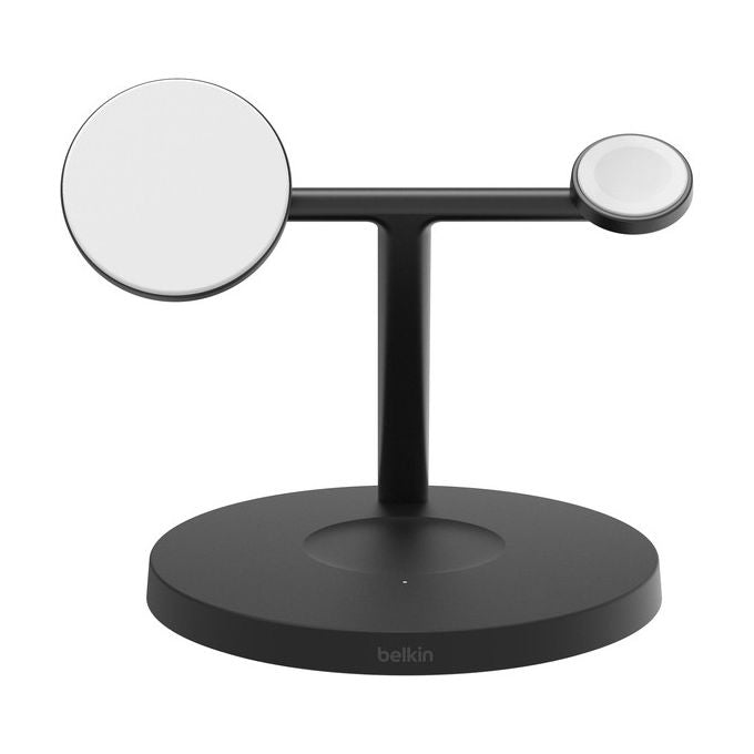 Belkin BoostCharge Pro, Stazione Ricarica Wireless 3-in-1 Qi2, 15W, Nero, Per Cuffie, Smartphone e Orologio