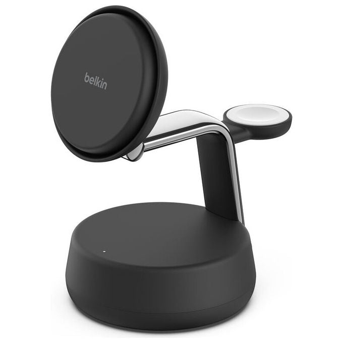 Belkin, Caricatore Magnetico Wireless 3 in 1, Qi2 25W, Ricarica Rapida, Nero, per Fitness Tracker, Cuffie, Smartphone e Orologio