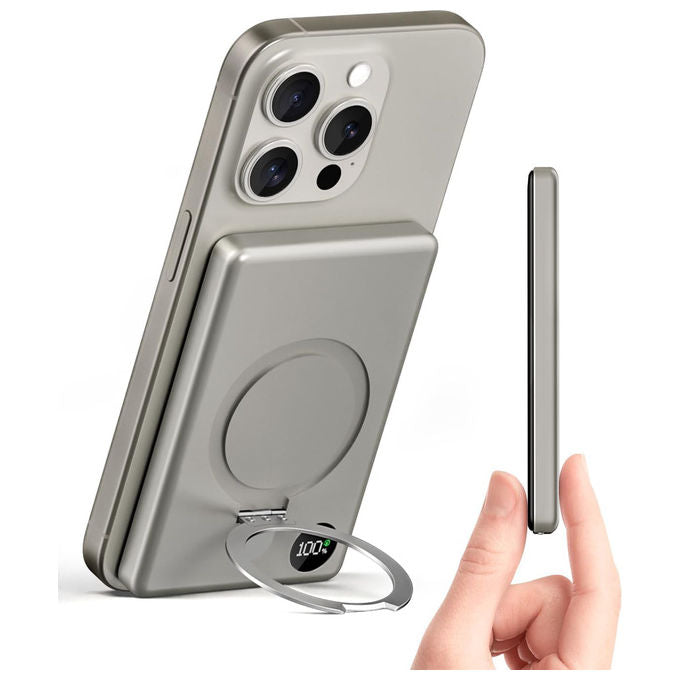Celly, Powerbank MagSafe Ultra Slim con Ricarica Wireless 15W e Display LED per iPhone