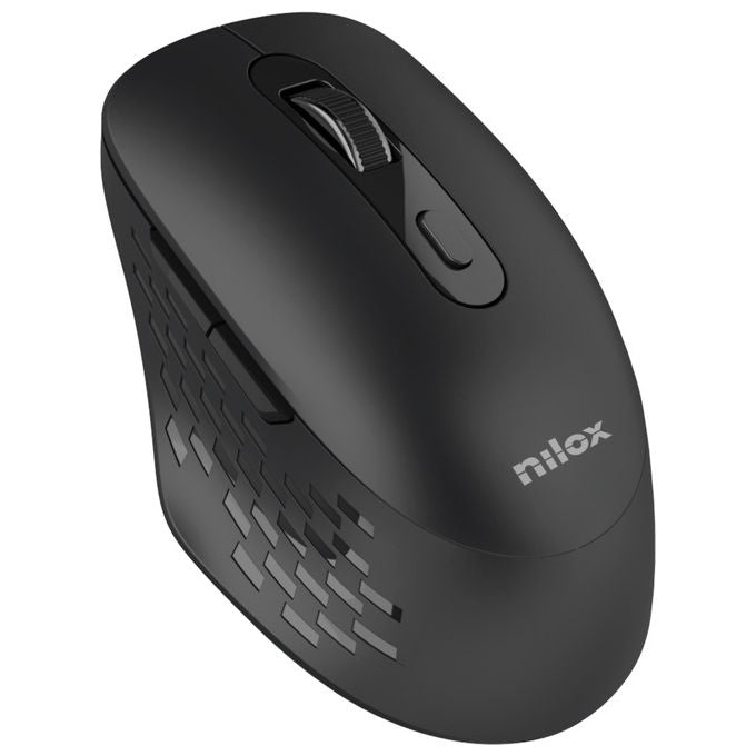 Nilox, Mouse Wireless Dual Ottico, 1600 DPI, Bluetooth + USB Type-A, Nero