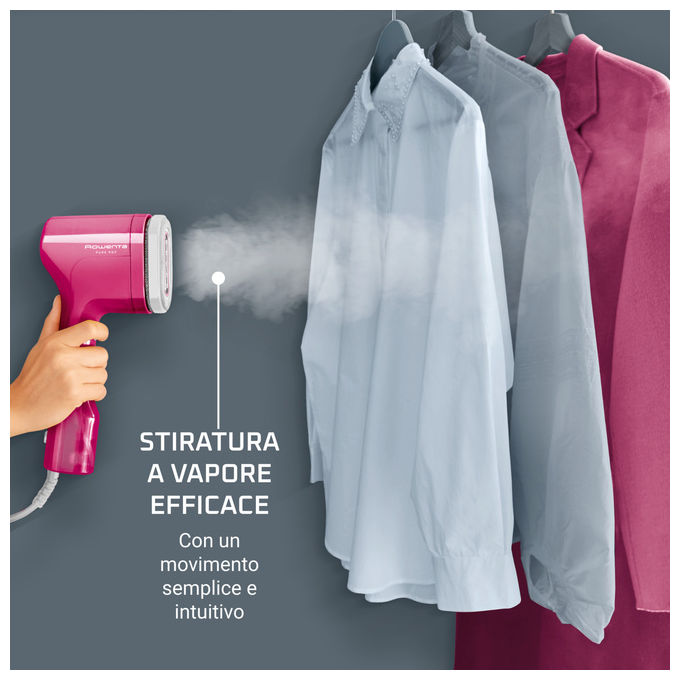 Rowenta Pure Pop DR2023, Stiratrice a Vapore Portatile, 1300 W, Rosa
