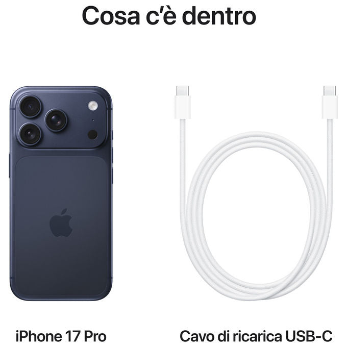 Apple MG8N4QL-A iPhone 17 Pro Smartphone 512GB Display 6.3'' OLED A19 Pro 5G Wi-Fi 7 IP68 colore Blu Profondo