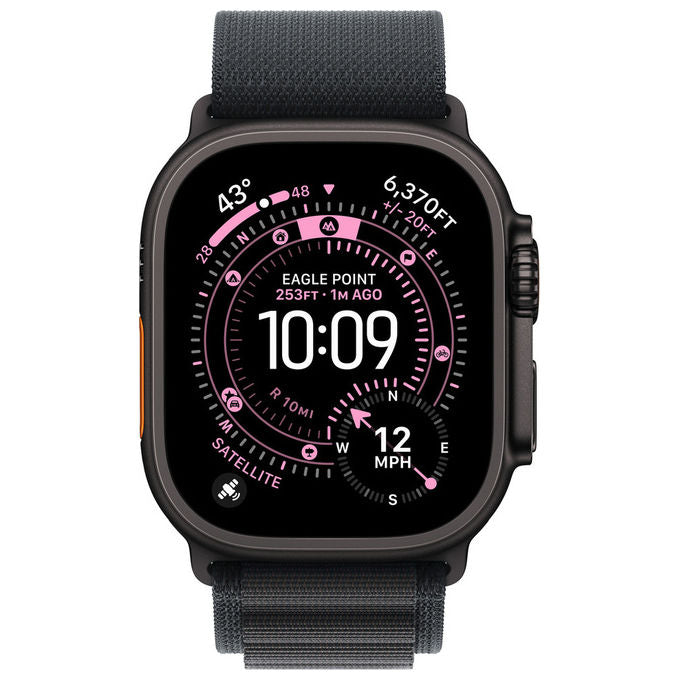 Apple, Cinturino Alpine Loop Nero 49 mm Medio, in Titanio Nero per Apple Watch