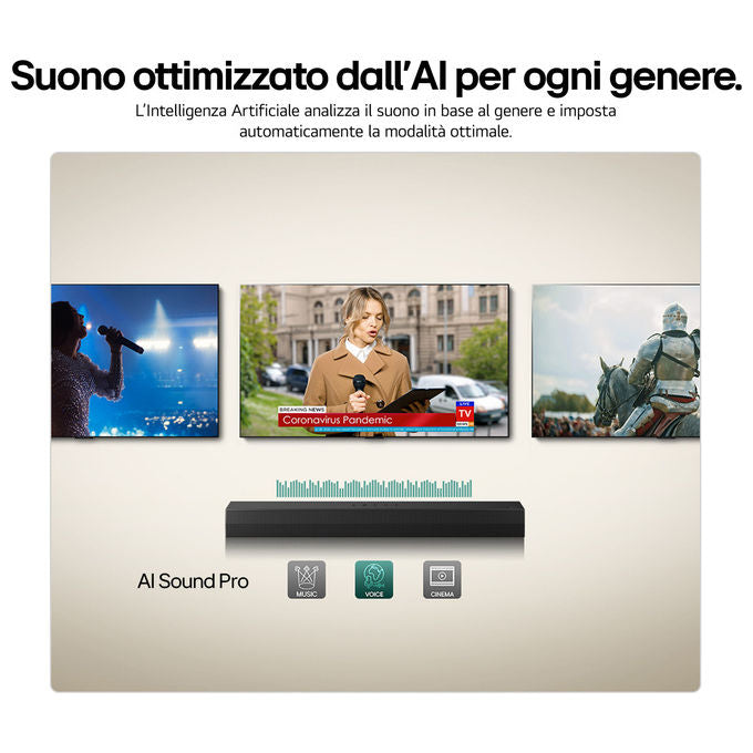 LG S20A Soundbar 2.0 Canali 50W Dolby Digital DTS AI Sound Pro HDMI ARC Bluetooth 5.3 USB colore Nero