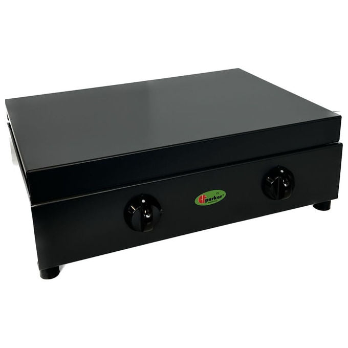 Cfg Parker, Fornello da Tavolo a 2 Fuochi, Grigio Grafite con Piano in Acciaio Inox, Alimentazione Gas Gpl