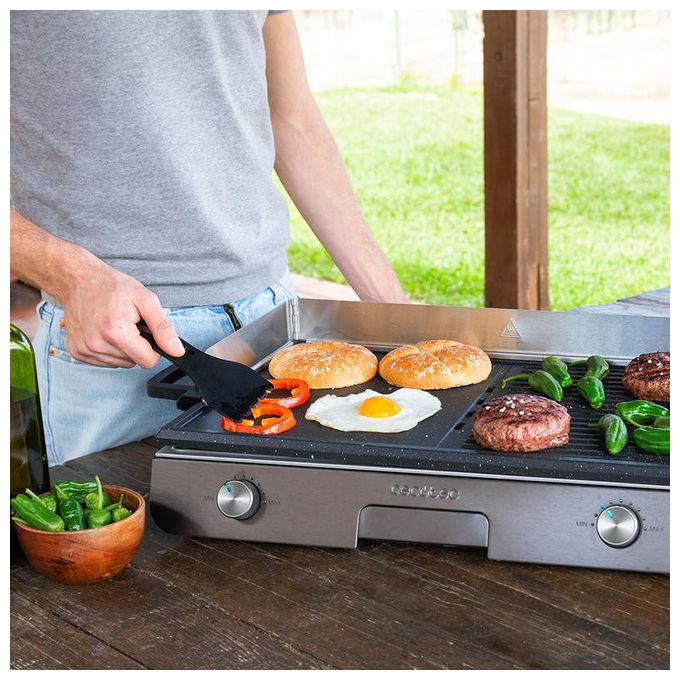 Cecotec Barbecue Elettrico, Acciaio Inox, 3000 W, Nero, Bistecchiera per Esterno