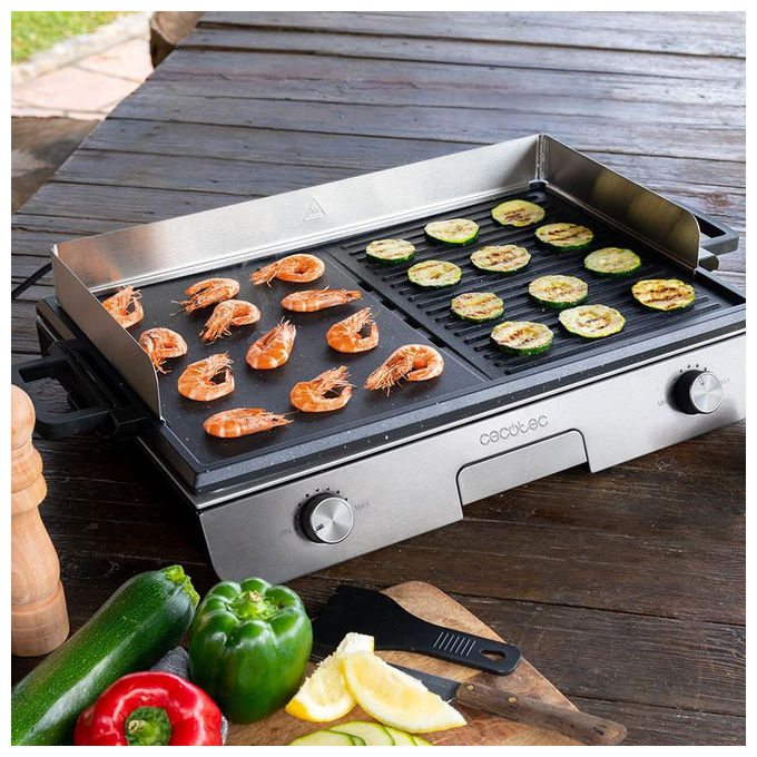 Cecotec Barbecue Elettrico, Acciaio Inox, 3000 W, Nero, Bistecchiera per Esterno