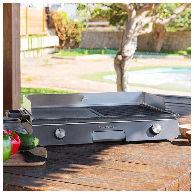 Cecotec Barbecue Elettrico, Acciaio Inox, 3000 W, Nero, Bistecchiera per Esterno