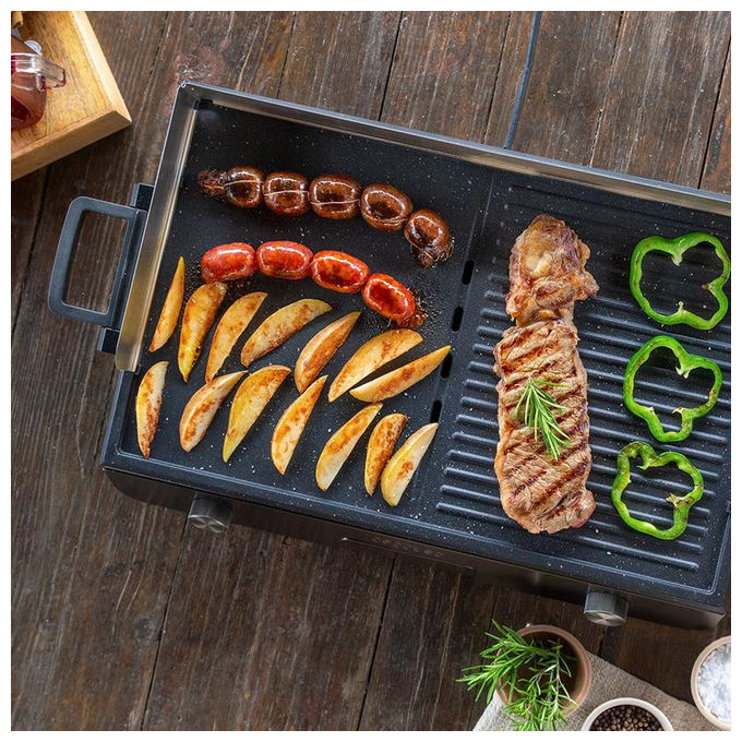 Cecotec Barbecue Elettrico, Acciaio Inox, 3000 W, Nero, Bistecchiera per Esterno