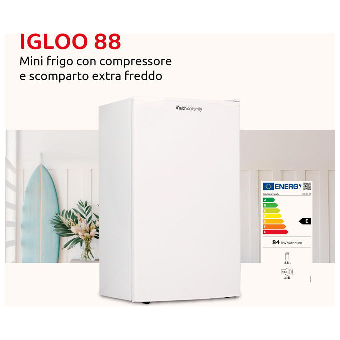 Melchioni Family 118700255 IGLOO 88 Frigorifero Libera Installazione 88 L 83.5 cm Classe E 45 dB Porta Reversibile colore Bianco