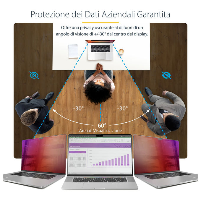 StarTech.com, Filtro Privacy MacBook Pro 16'', Protezione Schermo Reversibile, Anti Luce Blu, 30 Gradi