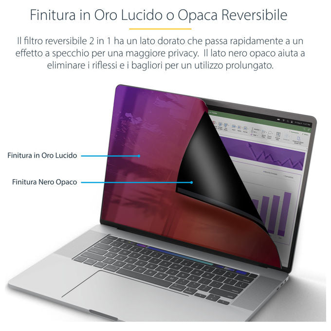 StarTech.com, Filtro Privacy MacBook Pro 16'', Protezione Schermo Reversibile, Anti Luce Blu, 30 Gradi