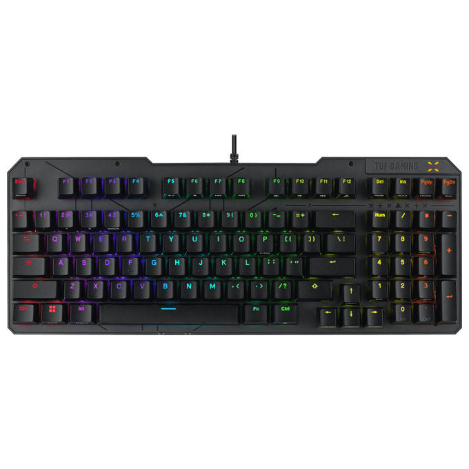 Asus, Tastiera Gaming TUF Gaming K3 Gen II, USB QWERTY, Ottico-meccanica, RGB, Nero