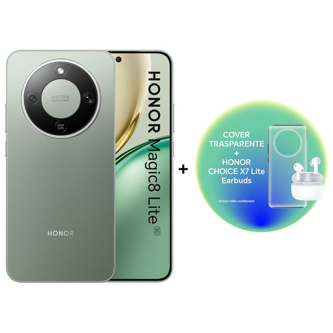 Honor MAGIC8 LITE 5G Smartphone AMOLED 6.79'' Snapdragon 6 Gen 4 8 GB RAM 256 GB 108 MP 7500 mAh IP68 colore Verde