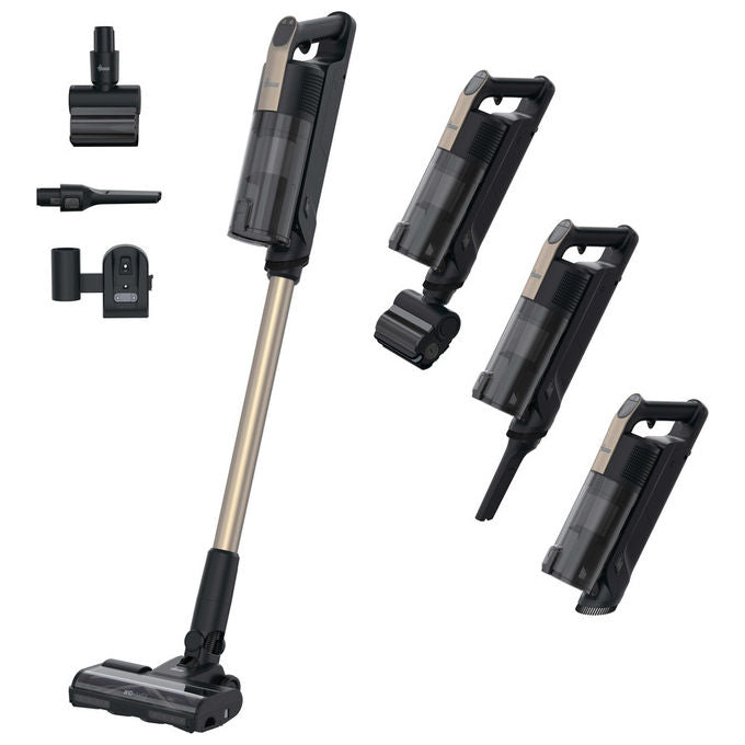 Hoover HF310P 011, Aspirapolvere a Bastone 2 in 1, Senza Sacchetto, Nero e Metallico