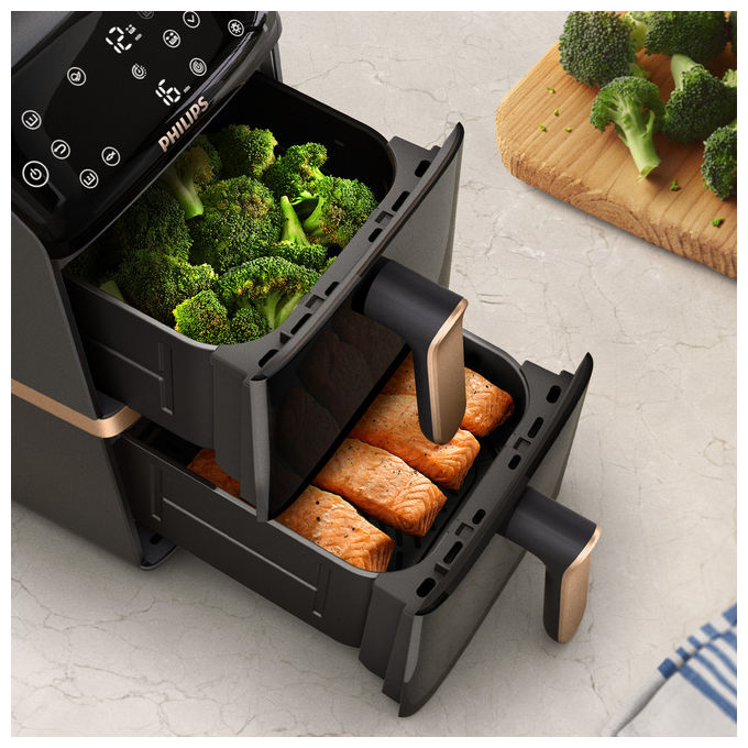 Philips NA462-70 Serie 4000 Friggitrice ad aria 10 L Doppio Cestello Verticale 2750 W 13 Programmi Touch colore Nero