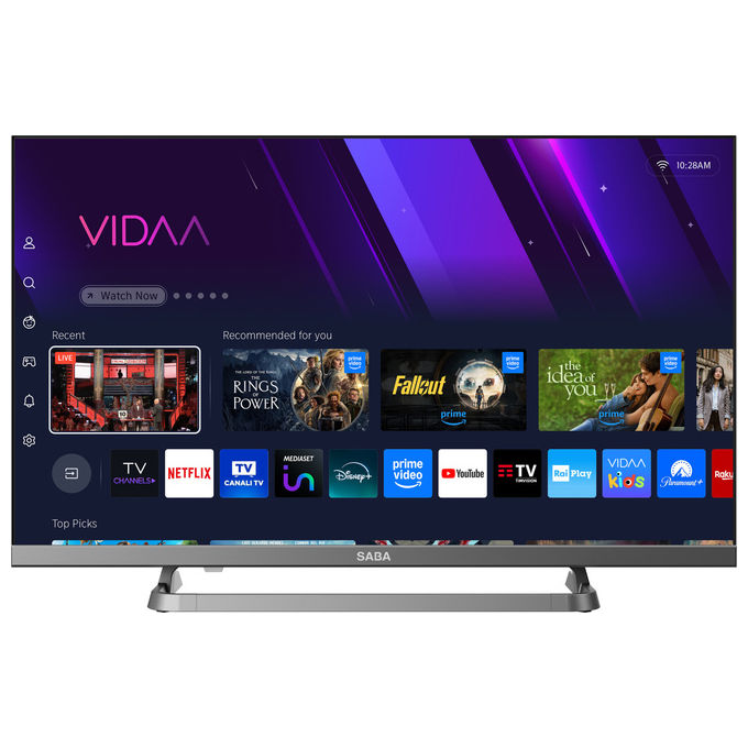 Saba, Smart Tv Led 24'' Hd Ready, Sistema Vidaa, Triplo Tuner DVB-T2-C-S2, Grigio