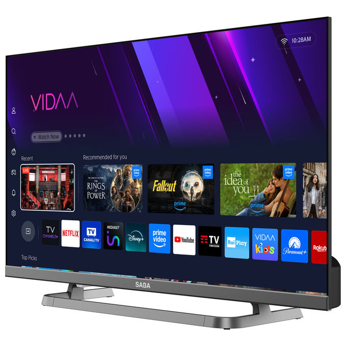 Saba, Smart Tv Led 24'' Hd Ready, Sistema Vidaa, Triplo Tuner DVB-T2-C-S2, Grigio