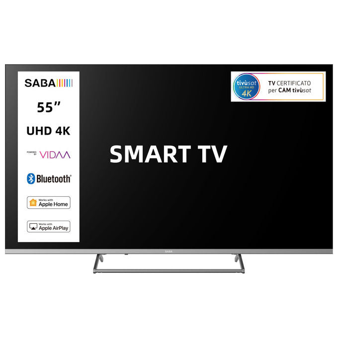 Saba, Smart Tv 55'' Ultra Hd 4K, Sistema Vidaa, TivuSat, Audio Dolby