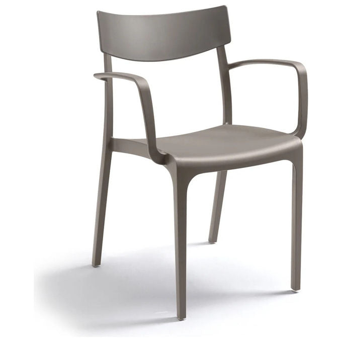 BICA Sedia Impilabile da Giardino in Plastica Grigio Beige con Braccioli