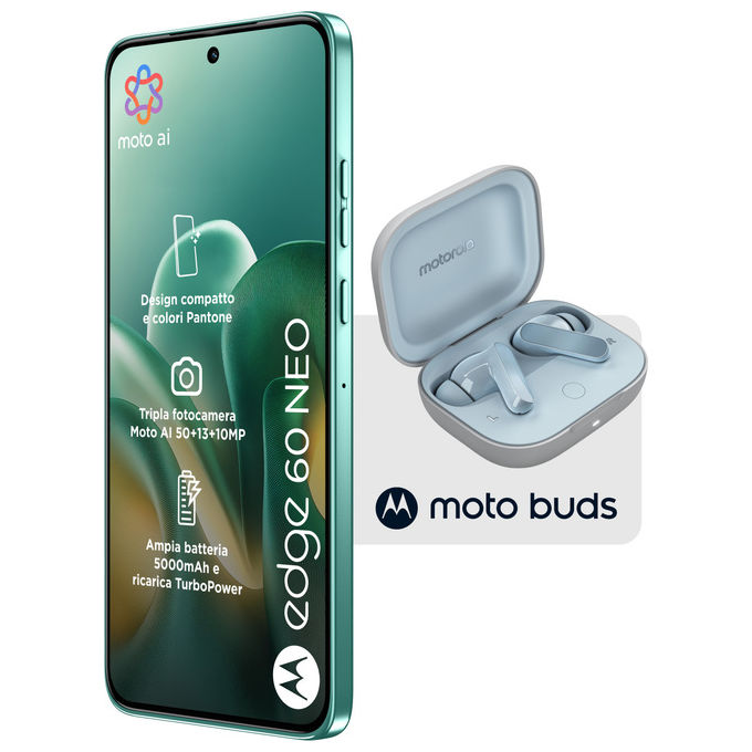 Motorola, Edge 60 Neo, 8-256GB, 5G, Verde Frostbite, Con Moto Buds