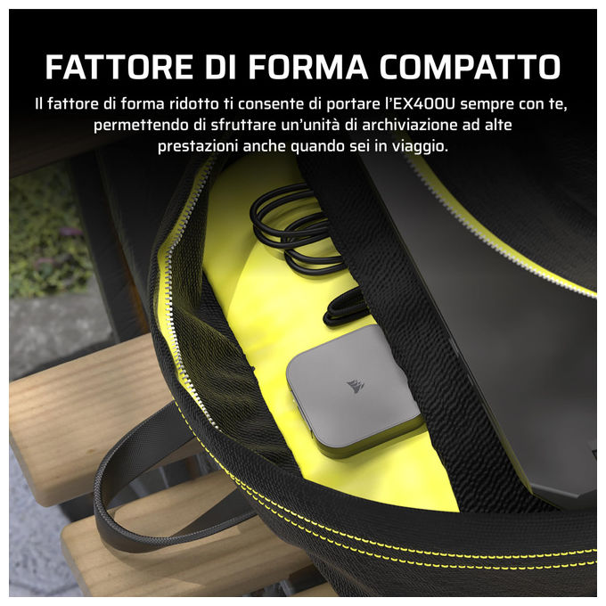 Corsair, SSD Esterno 2 TB, Thunderbolt USB Tipo-C, EX400U, Nero