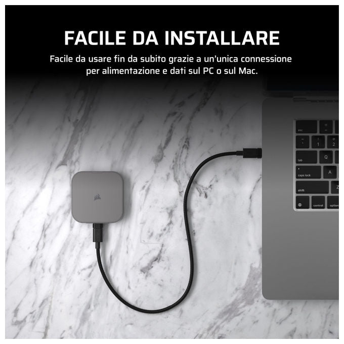 Corsair, SSD Esterno 2 TB, Thunderbolt USB Tipo-C, EX400U, Nero