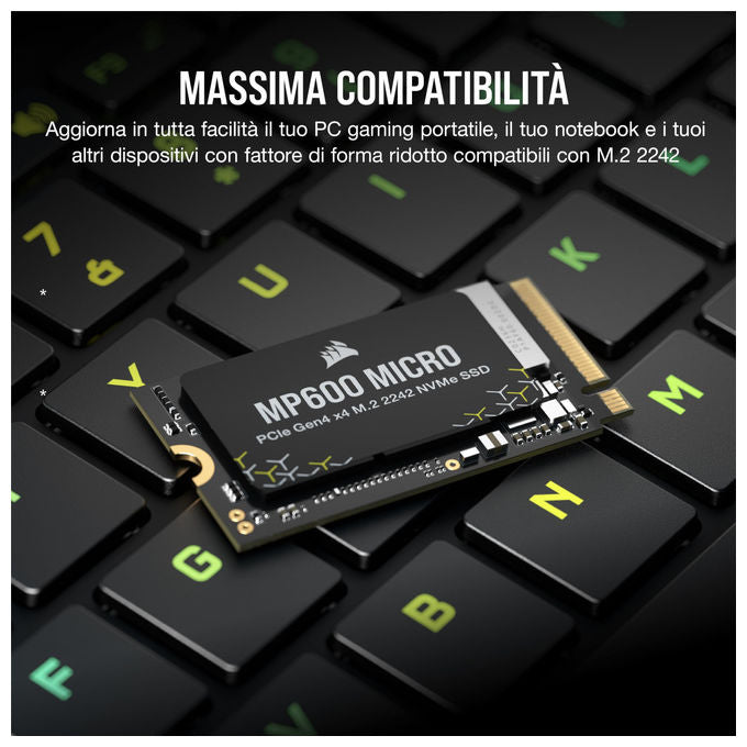 Corsair, SSD 1TB, MP600 Micro, M.2 2242, PCIe Gen4 NVMe, Nero